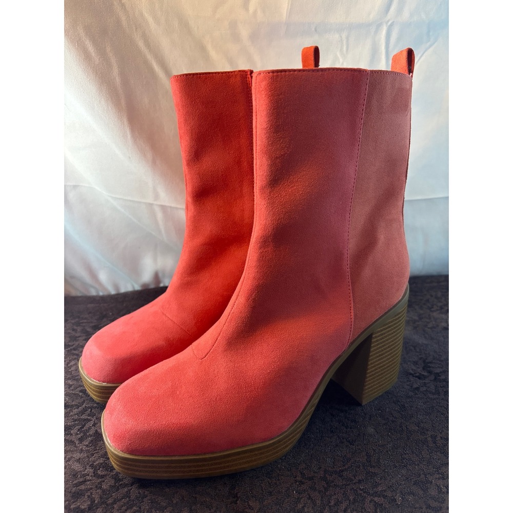 BP Nordstrom  Milli Coral Pink Platform Ankle Boots Square Toe Block Heel